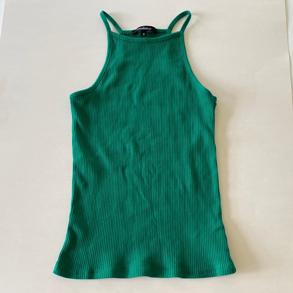 Ambience Ribbed Tank Top Green Layering Tee
